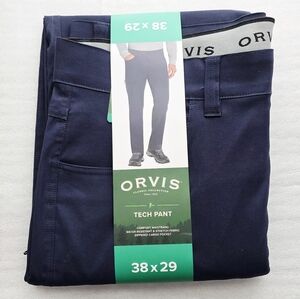 New Orvis Men's Tech Pants Size W34 X L32 Navy Water Resistant Stretch Fabric